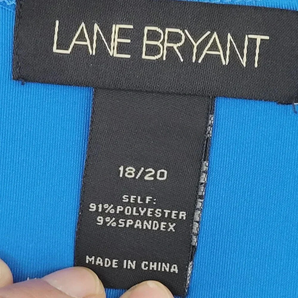 Lane Bryant Sleeveless Blue Maxi Dress 18/20 Polyester Spandex Ruffled Hem  11CT - Picture 3 of 7